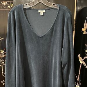 J. Jill Soft Teal Velour Top
